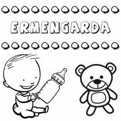 Dibujo del nombre Ermengarda para colorear, pintar e imprimir