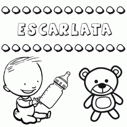 Dibujo del nombre Escarlata para colorear, pintar e imprimir