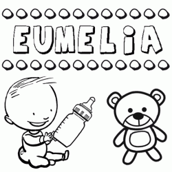 Dibujo del nombre Eumelia para colorear, pintar e imprimir