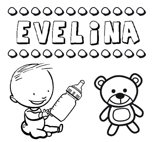Dibujo del nombre Evelina para colorear, pintar e imprimir