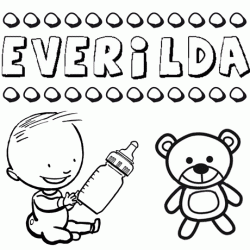 Dibujo del nombre Everilda para colorear, pintar e imprimir