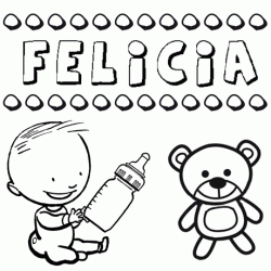 Dibujo del nombre Felicia para colorear, pintar e imprimir