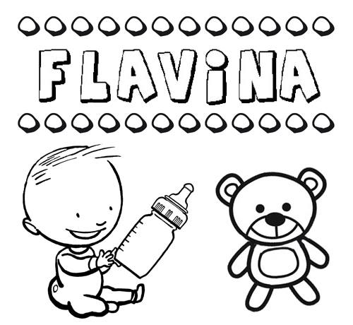 Dibujo del nombre Flavina para colorear, pintar e imprimir