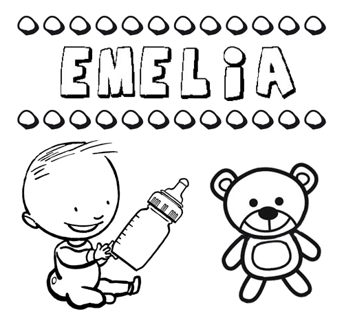 Dibujo del nombre Emelia para colorear, pintar e imprimir