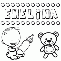 Dibujo del nombre Emelina para colorear, pintar e imprimir