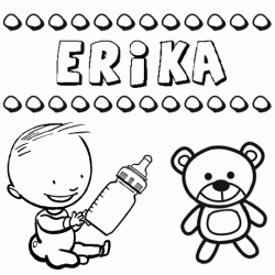 Dibujo del nombre Erika para colorear, pintar e imprimir