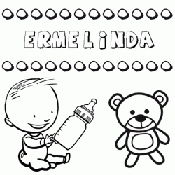 Dibujo del nombre Ermelinda para colorear, pintar e imprimir