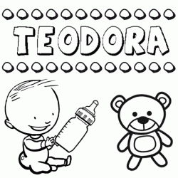 Dibujo del nombre Teodora para colorear, pintar e imprimir