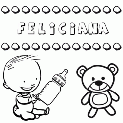 Dibujo del nombre Feliciana para colorear, pintar e imprimir