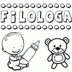 Dibujo del nombre Filóloga para colorear, pintar e imprimir