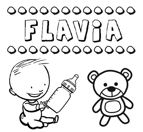 Dibujo del nombre Flavia para colorear, pintar e imprimir
