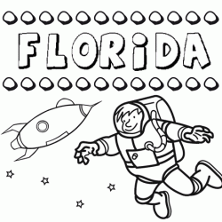 Dibujo del nombre Florida para colorear, pintar e imprimir