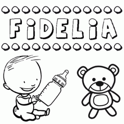 Dibujo del nombre Fidelia para colorear, pintar e imprimir