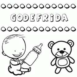 Dibujo del nombre Godefrida para colorear, pintar e imprimir