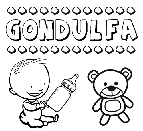 Dibujo del nombre Gondulfa para colorear, pintar e imprimir
