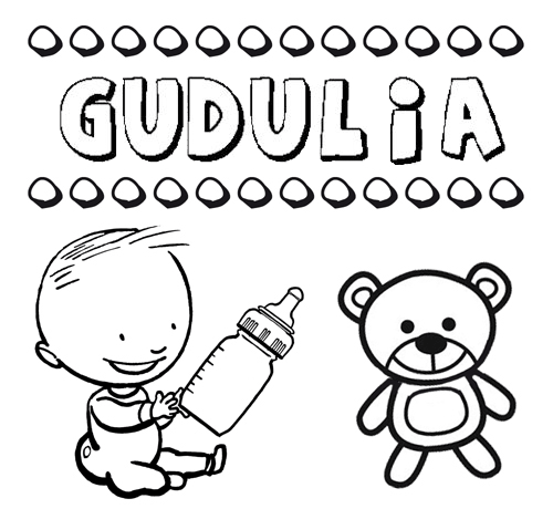 Dibujo del nombre Gudulia para colorear, pintar e imprimir