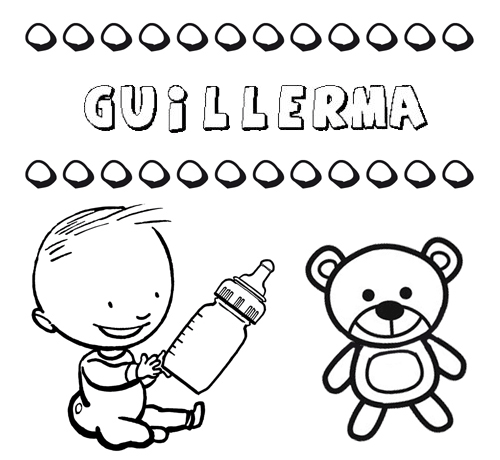 Dibujo del nombre Guillerma para colorear, pintar e imprimir