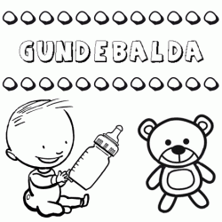 Dibujo del nombre Gundebalda para colorear, pintar e imprimir