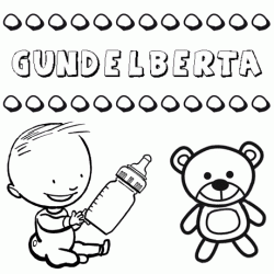 Dibujo del nombre Gundelberta para colorear, pintar e imprimir