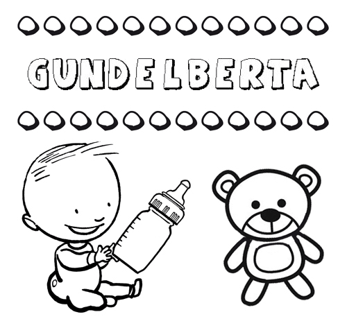 Dibujo del nombre Gundelberta para colorear, pintar e imprimir