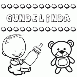 Dibujo del nombre Gundelinda para colorear, pintar e imprimir