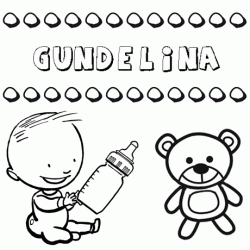 Dibujo del nombre Gundelina para colorear, pintar e imprimir