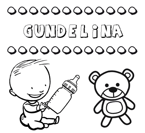 Dibujo del nombre Gundelina para colorear, pintar e imprimir