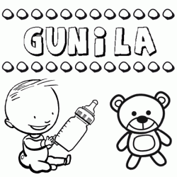 Dibujo del nombre Gunila para colorear, pintar e imprimir
