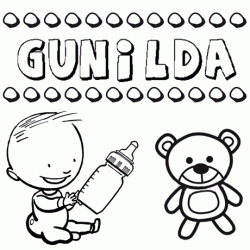 Dibujo del nombre Gunilda para colorear, pintar e imprimir
