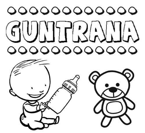 Dibujo del nombre Guntrana para colorear, pintar e imprimir