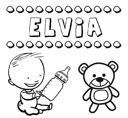 Dibujo del nombre Elvia para colorear, pintar e imprimir