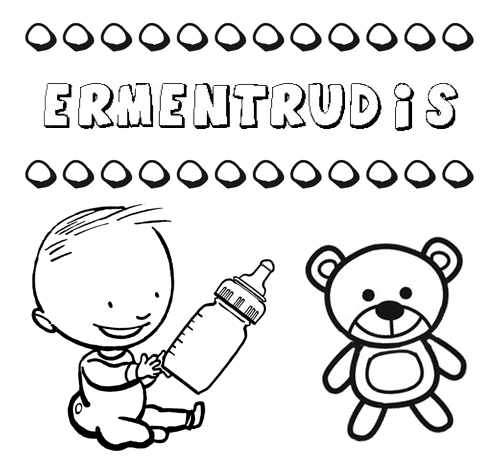 Dibujo del nombre Ermentrudis para colorear, pintar e imprimir