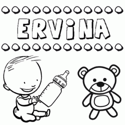 Dibujo del nombre Ervina para colorear, pintar e imprimir