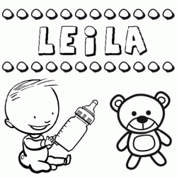 Dibujo del nombre Leila para colorear, pintar e imprimir