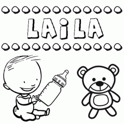 Dibujo del nombre Laila para colorear, pintar e imprimir