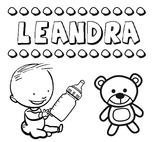 Dibujo del nombre Leandra para colorear, pintar e imprimir
