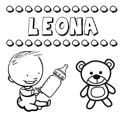 Dibujo del nombre Leona para colorear, pintar e imprimir