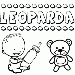 Dibujo del nombre Leoparda para colorear, pintar e imprimir