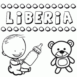 Dibujo del nombre Liberia para colorear, pintar e imprimir