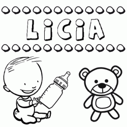 Dibujo del nombre Licia para colorear, pintar e imprimir