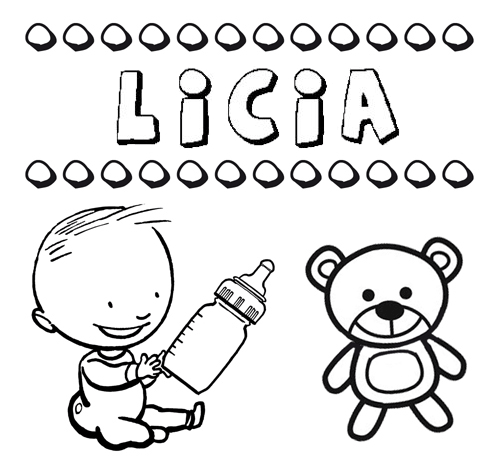 Dibujo del nombre Licia para colorear, pintar e imprimir
