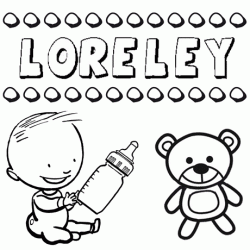Dibujo del nombre Loreley para colorear, pintar e imprimir