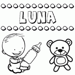 Dibujo del nombre Luna para colorear, pintar e imprimir
