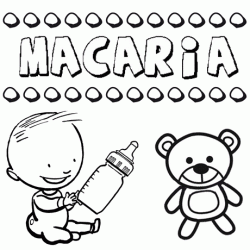 Dibujo del nombre Macaria para colorear, pintar e imprimir