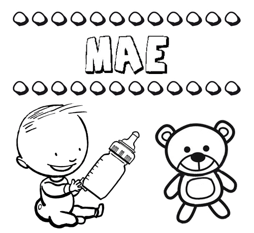 Dibujo del nombre Mae para colorear, pintar e imprimir
