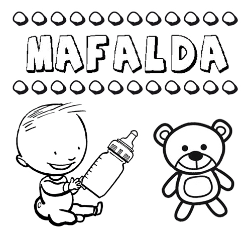 Dibujo del nombre Mafalda para colorear, pintar e imprimir