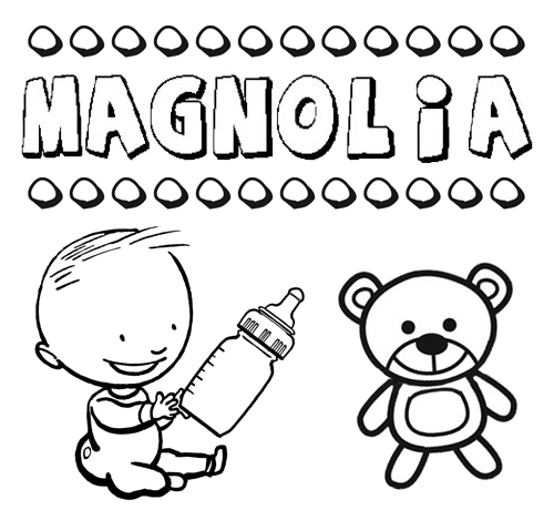 Dibujo del nombre Magnolia para colorear, pintar e imprimir