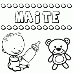 Dibujo del nombre Maite para colorear, pintar e imprimir