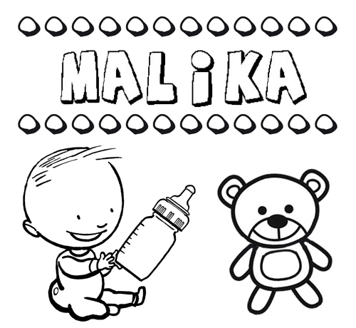 Dibujo del nombre Malika para colorear, pintar e imprimir
