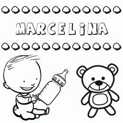 Dibujo del nombre Marcelina para colorear, pintar e imprimir